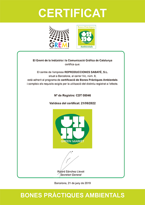 Green print Impresión ecológica Certificado