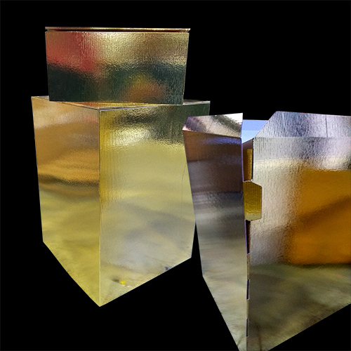 CUBO CARTÓN MICROCANAL CON VINILO ESPEJO