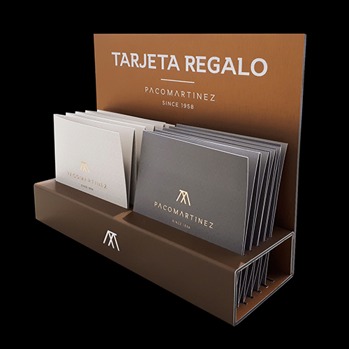 Expositor sobremesa aluminio Dibond cobre
