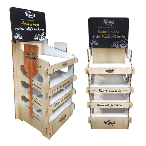 Expositores retail impresos cartón nido de abeja impreso
